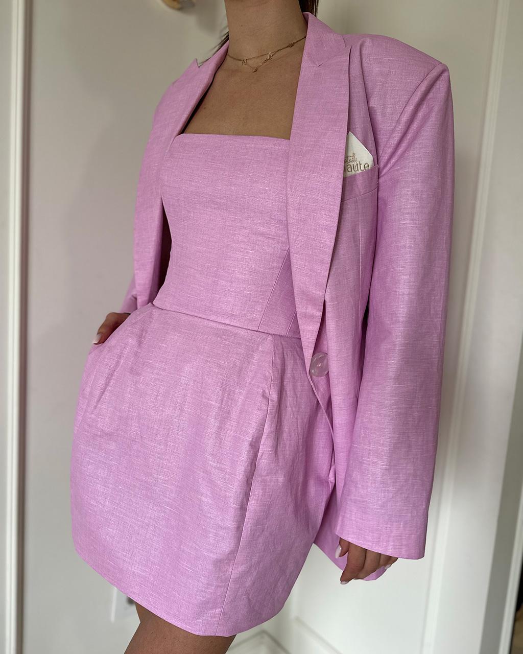 Pink Linen Blazer Totally Haute