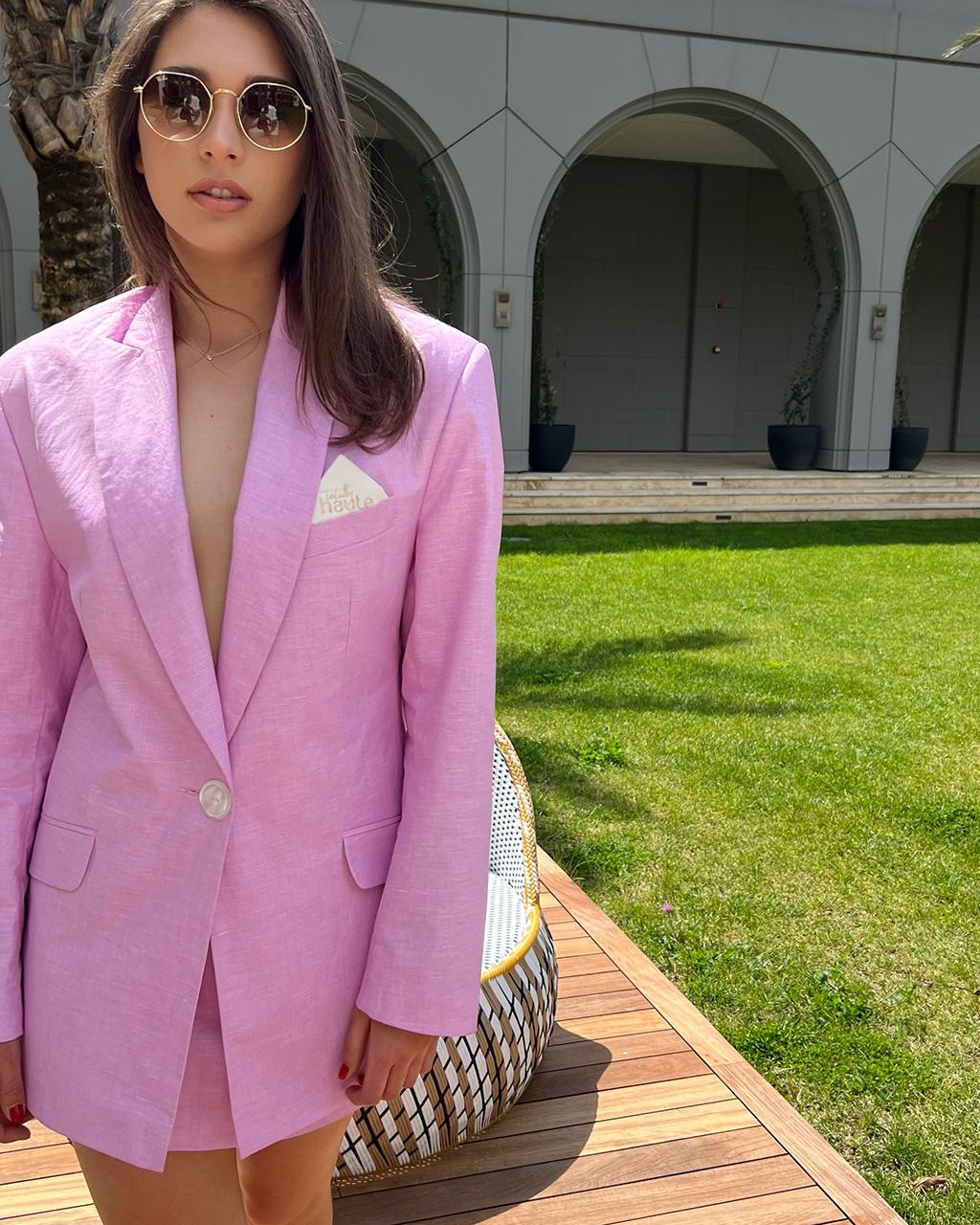 Pink Linen Blazer Totally Haute