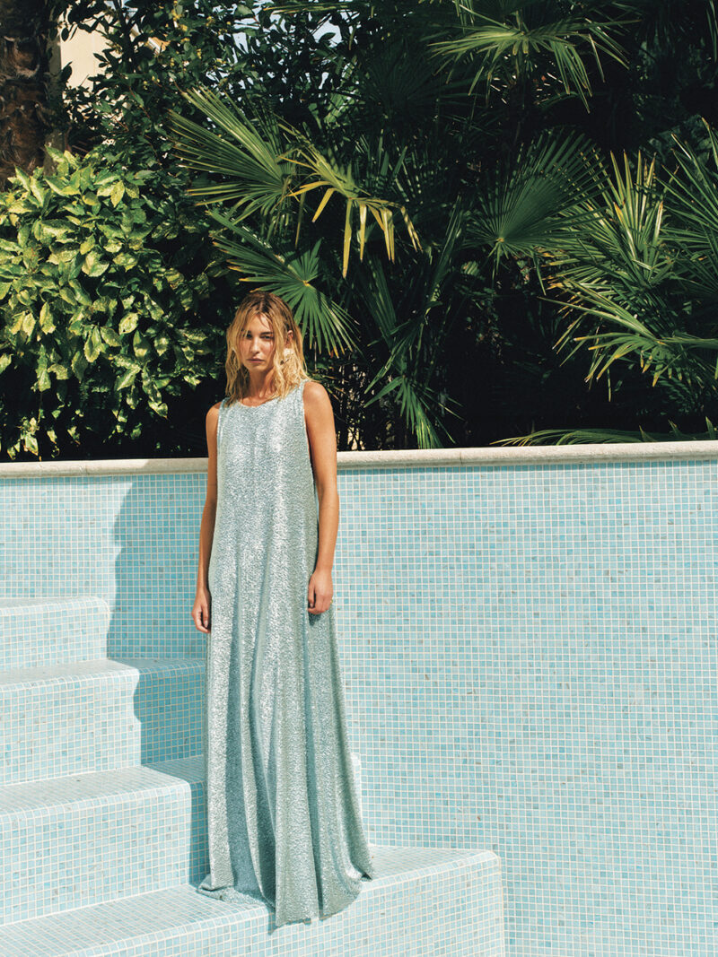 Turquoise Sequin Beaded Dress